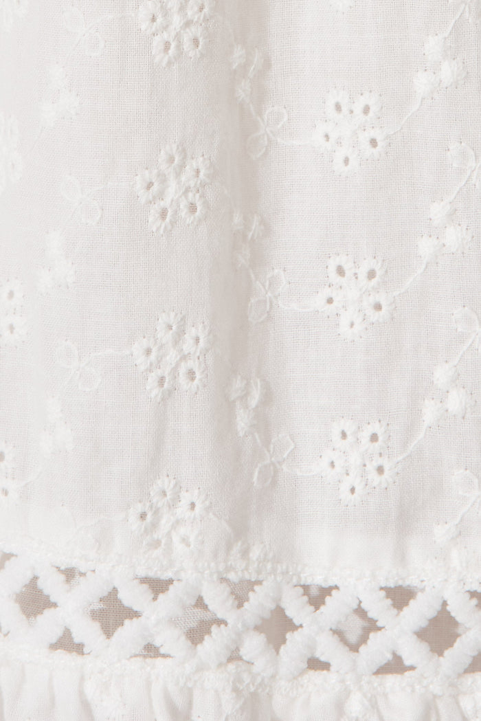 Jessely Dress In White Broderie - fabric