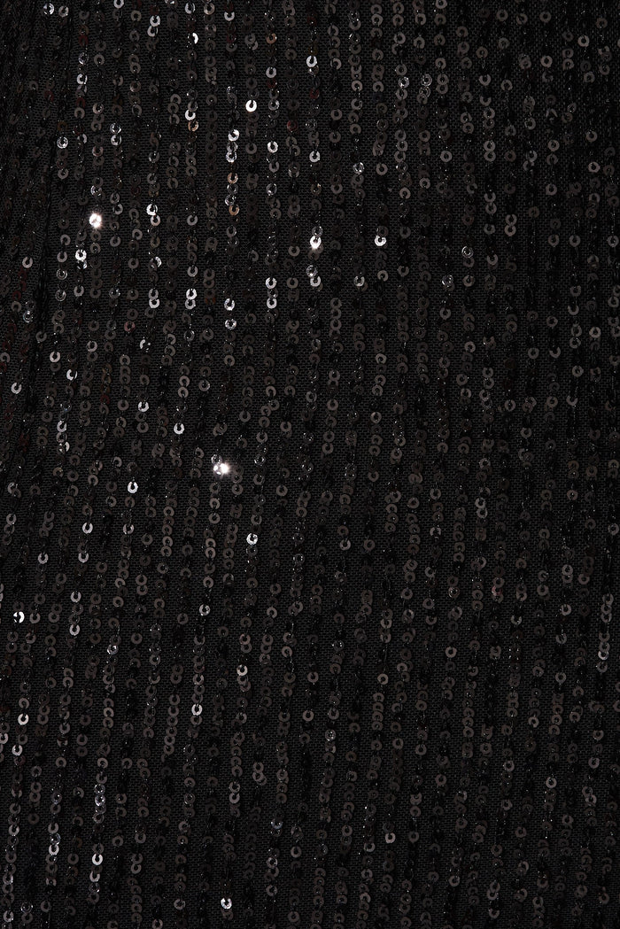 Mambo Sequin Midi Dress In Black - fabric