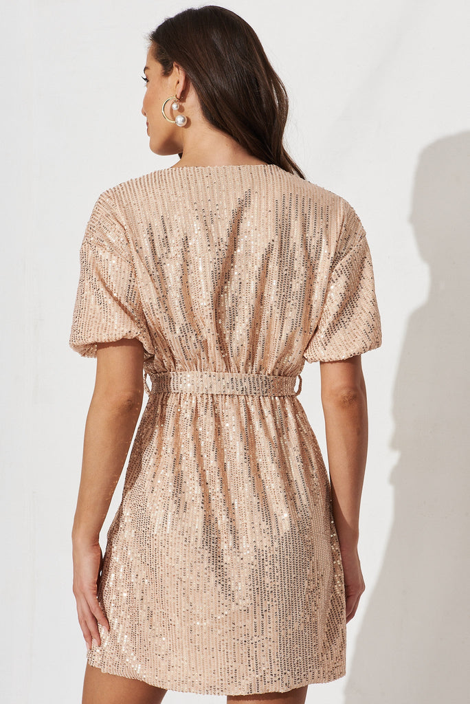 Zenetta Dress In Rose Gold Sequin - back