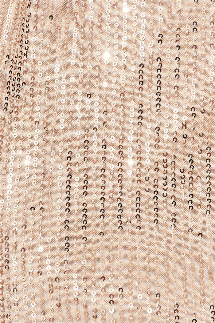Zenetta Dress In Rose Gold Sequin - fabric