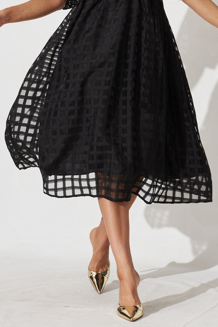 Partie Midi Dress Black Organza - detail