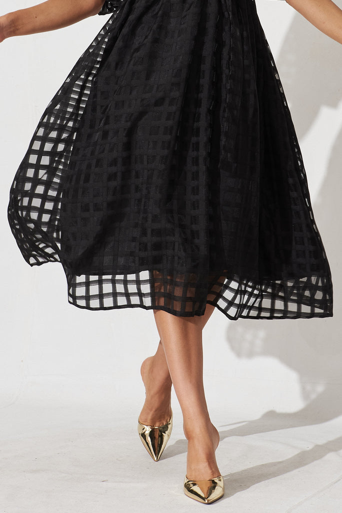 Partie Midi Dress Black Organza - detail