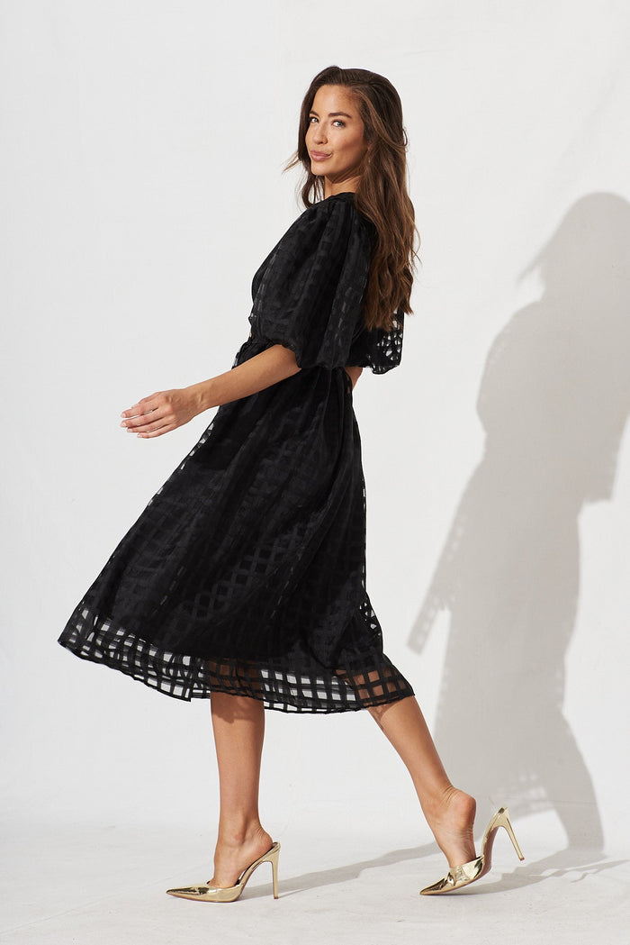 Partie Midi Dress Black Organza - side