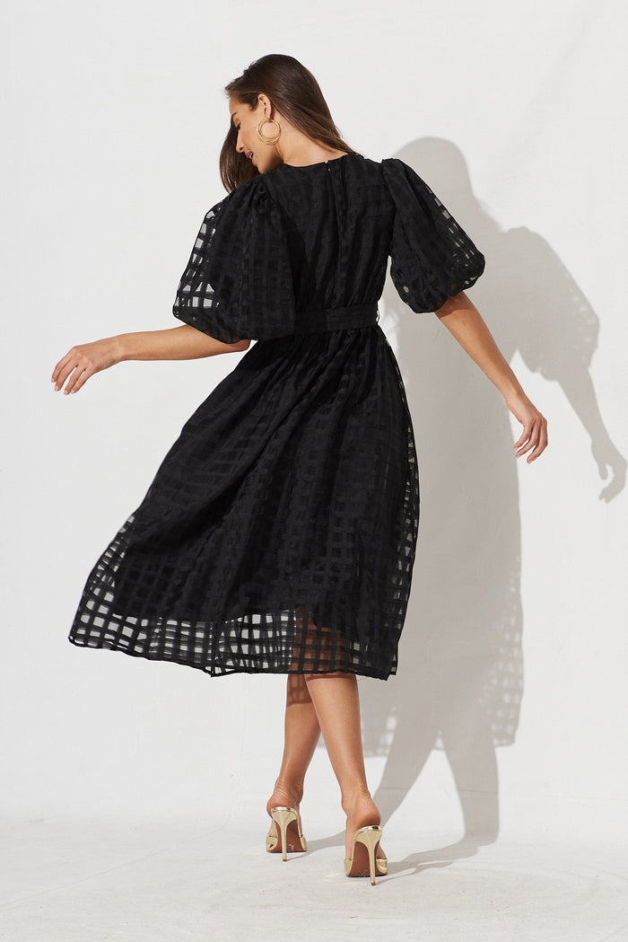 Partie Midi Dress Black Organza - back