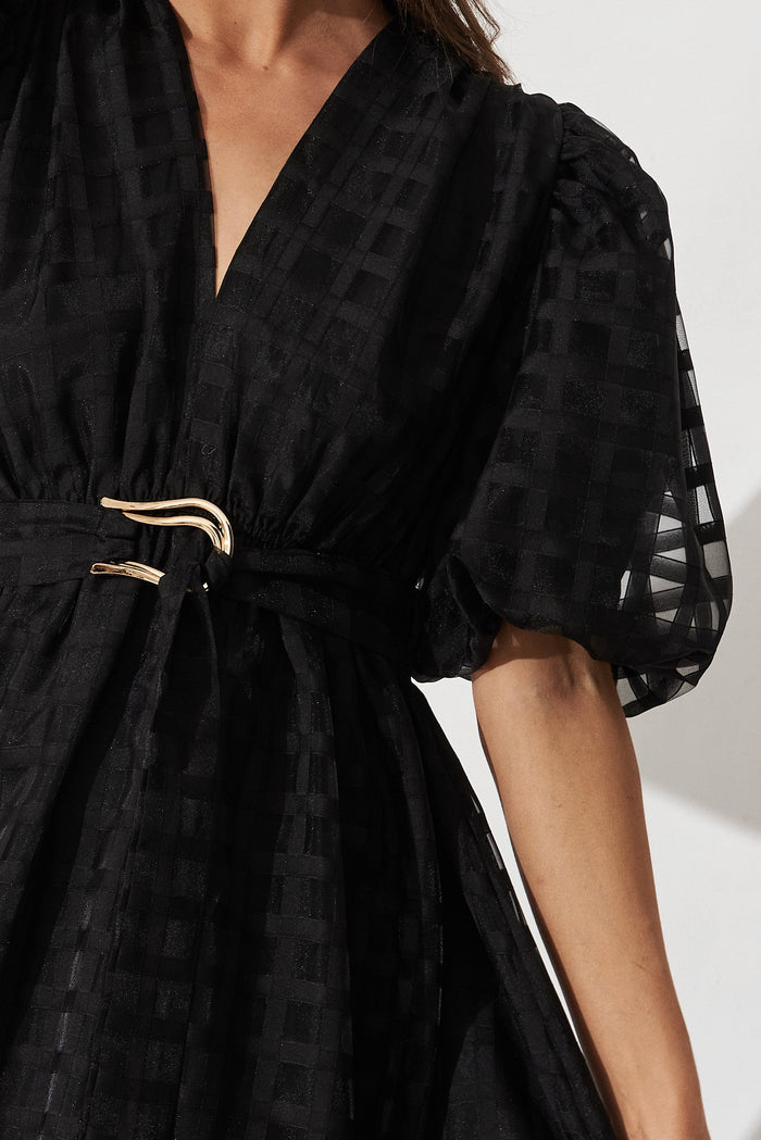 Partie Midi Dress Black Organza - detail