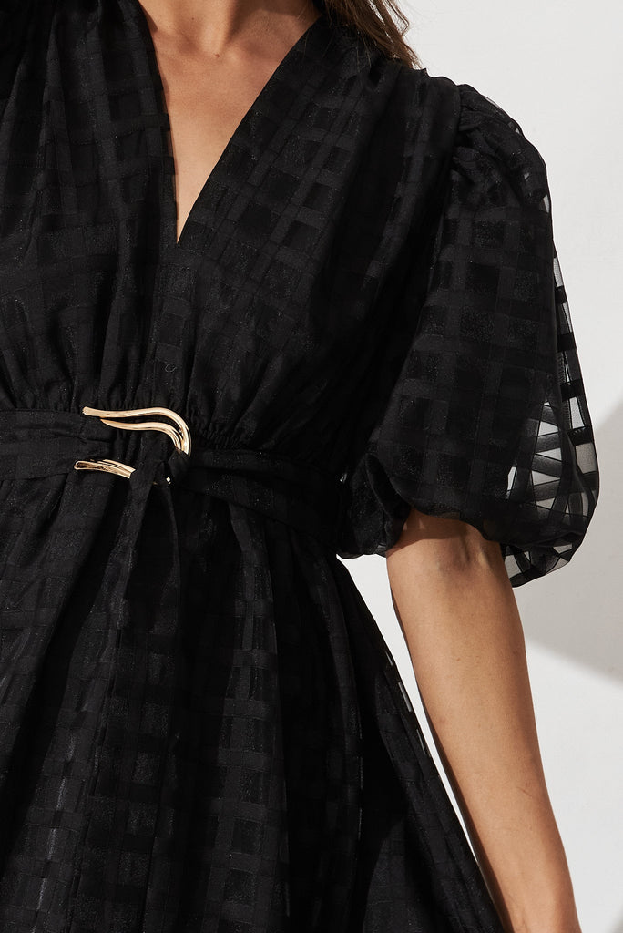 Partie Midi Dress Black Organza - detail