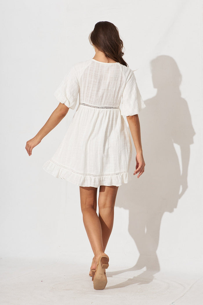 Mayne Smock Dress In White Cotton - back