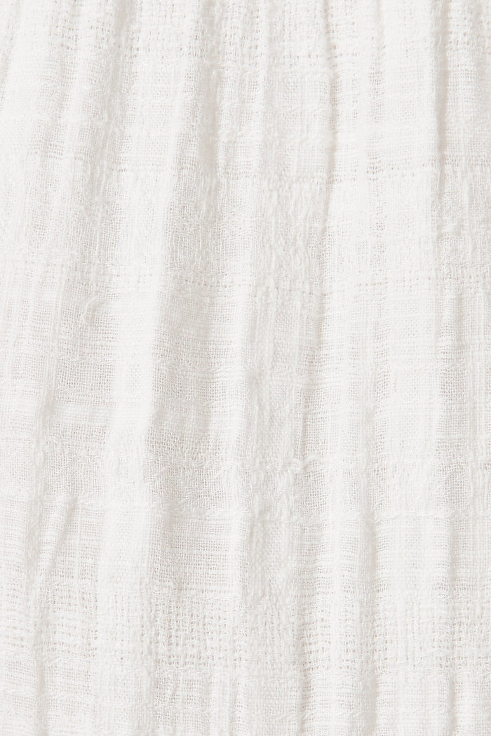 Delina Midi Dress In White Cotton - fabric