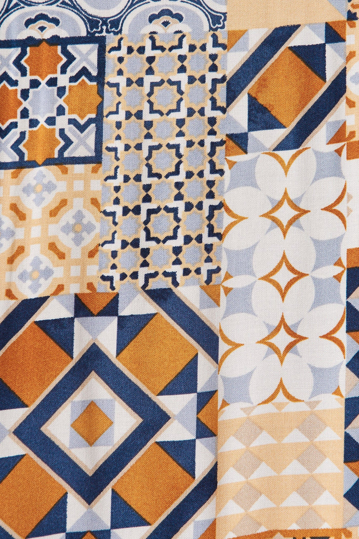 Hannary Midi Dress In Blue Tile Print - fabric