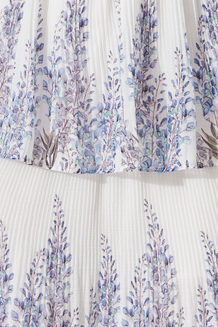 Scarlet Dress In White With Lavender Border Chiffon - fabric