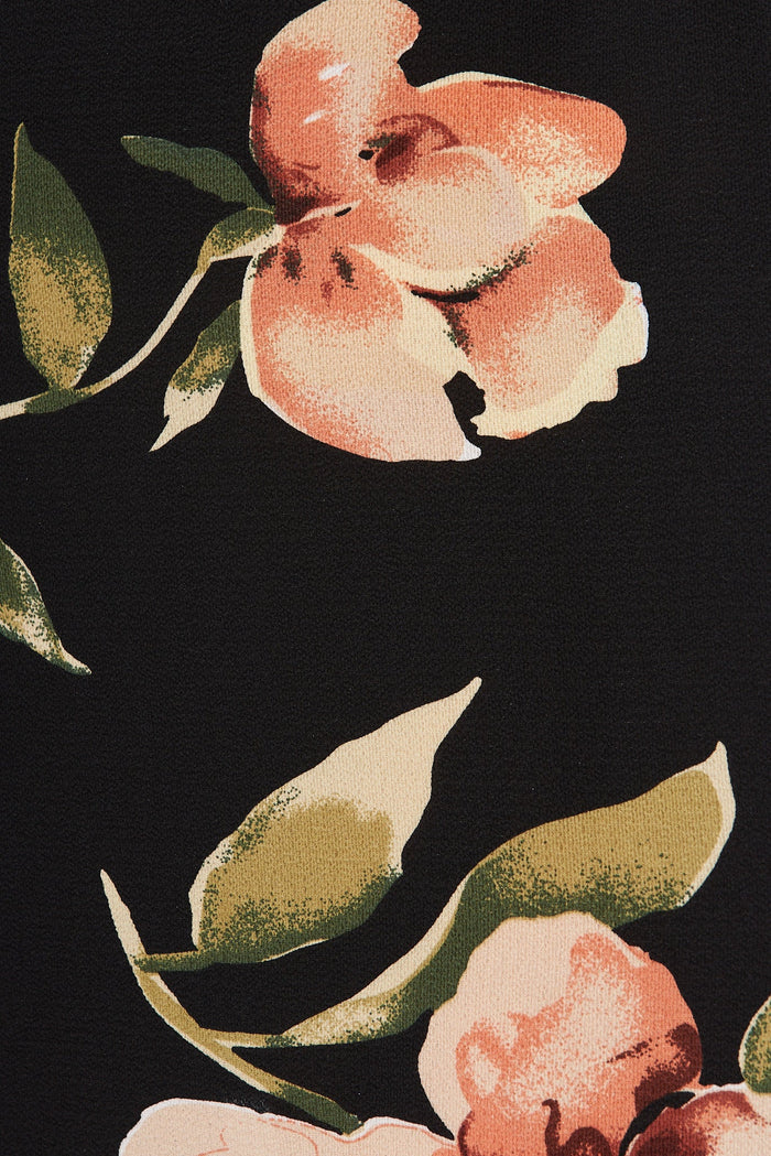 Slade Shift Dress With In Black With Blush Floral - fabric