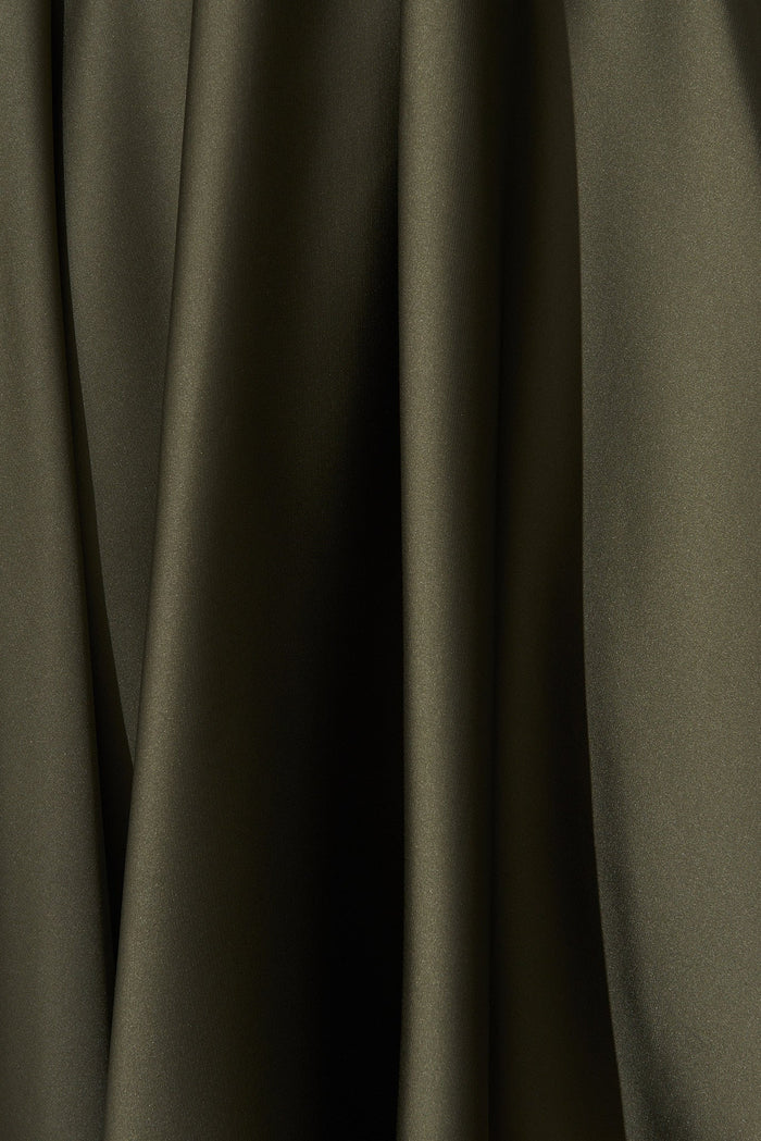 Helsinki Dress In Olive Green Satin - fabric