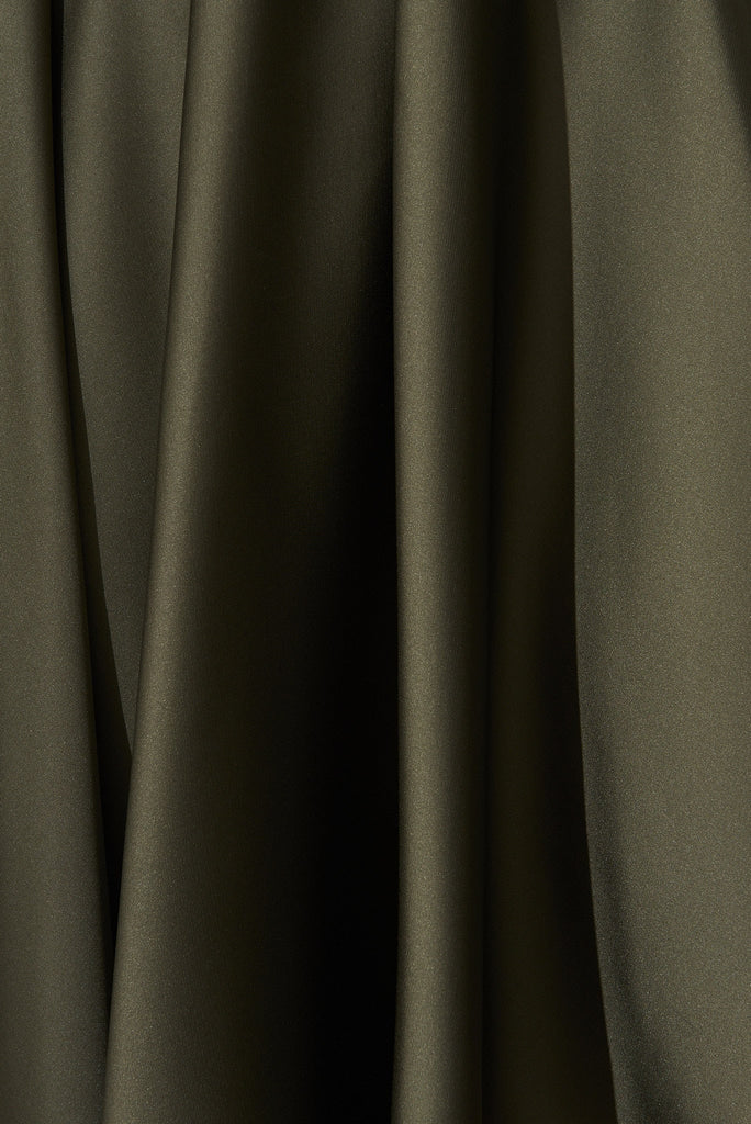 Helsinki Dress In Olive Green Satin - fabric