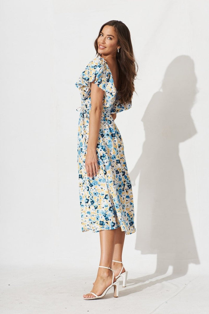 Chestery Midi Dress In Blue Floral - St Frock (Dev)