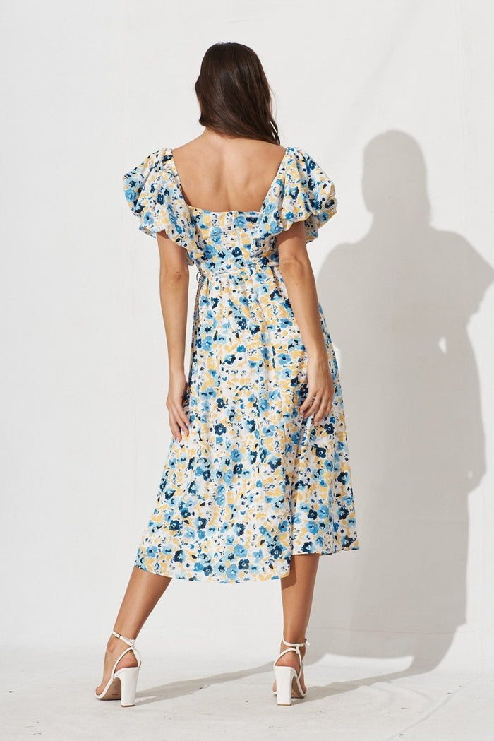 Chestery Midi Dress In Blue Floral - St Frock (Dev)