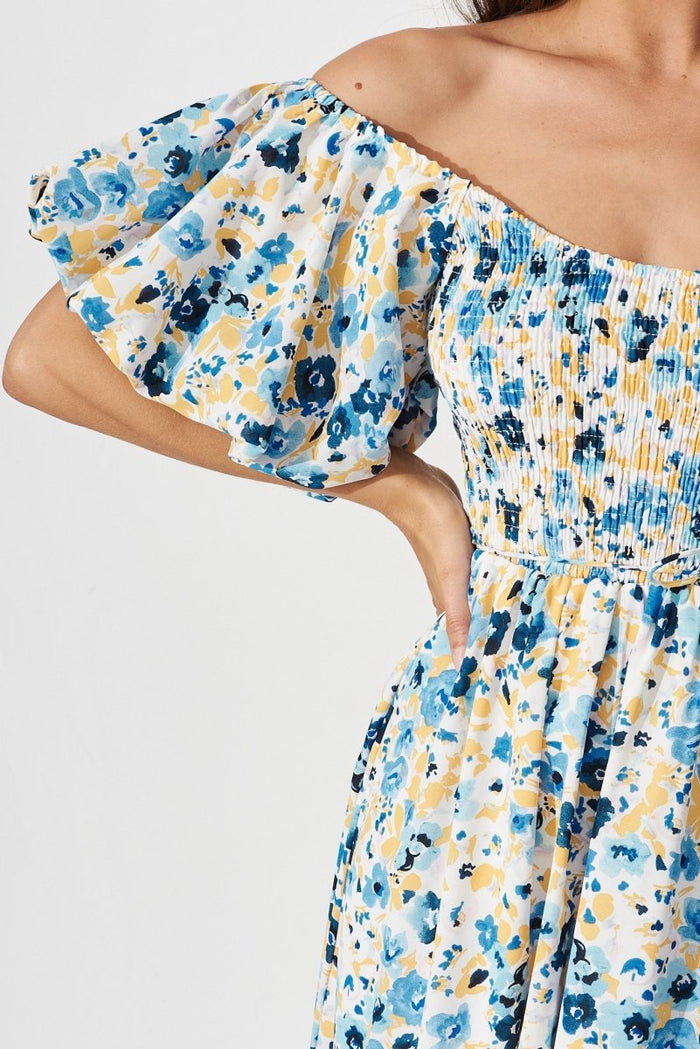 Chestery Midi Dress In Blue Floral - St Frock (Dev)