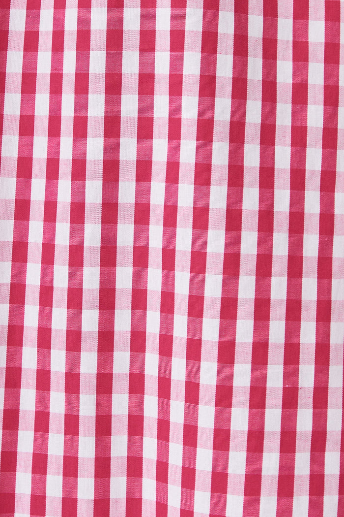 Karely Midi Dress In Hot Pink Gingham Cotton - fabric