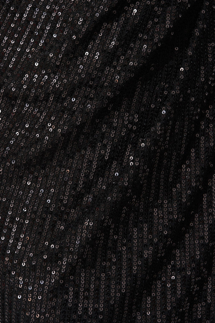 Alora Midi Dress In Black Sequin - fabric