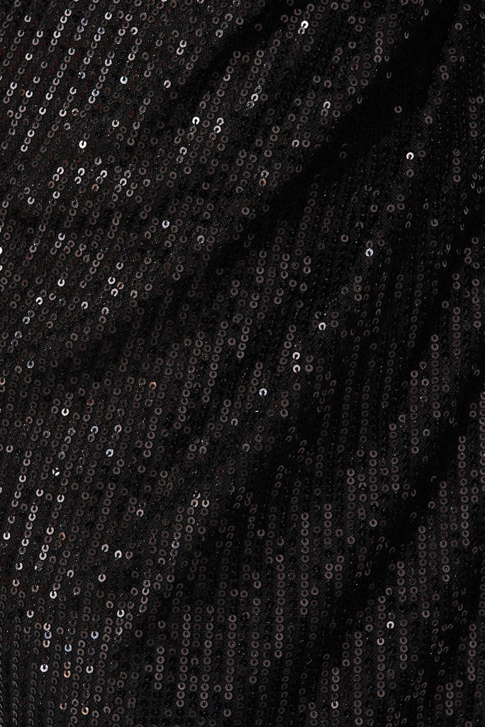 Alora Midi Dress In Black Sequin - fabric