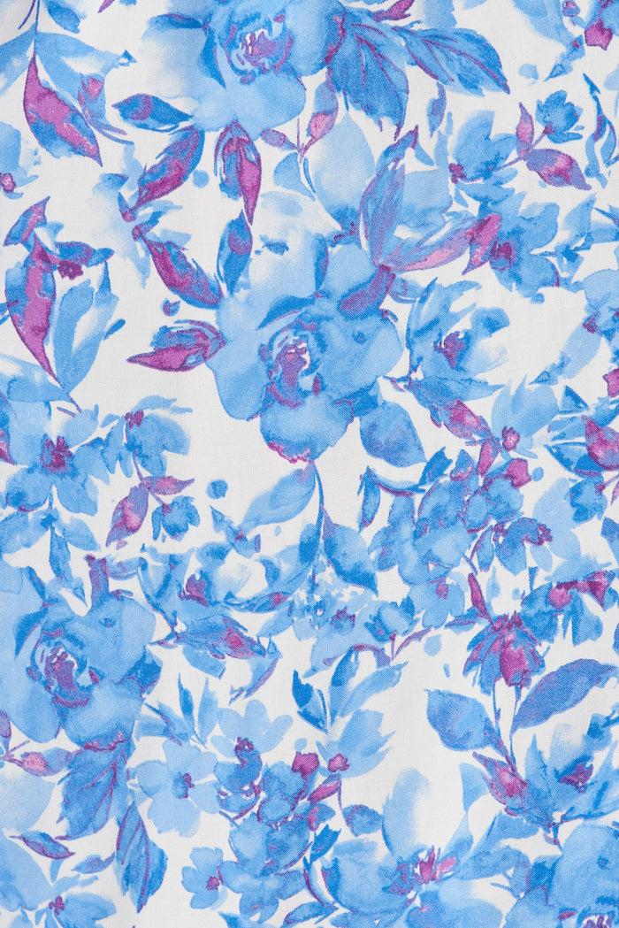 Arlia Midi Dress In White With Blue Floral - St Frock (Dev)