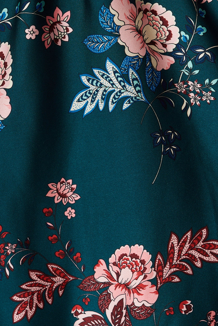 Helsinki Dress In Green With Blush Floral - fabric