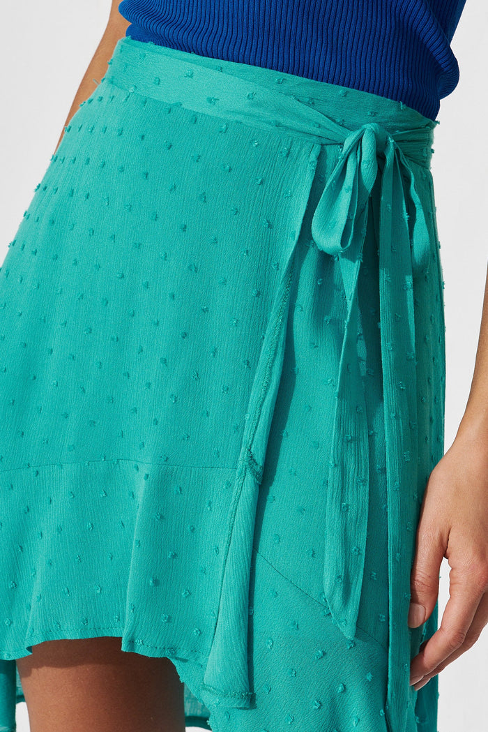 Lady Jane Skirt In Aqua Swiss Dot - detail