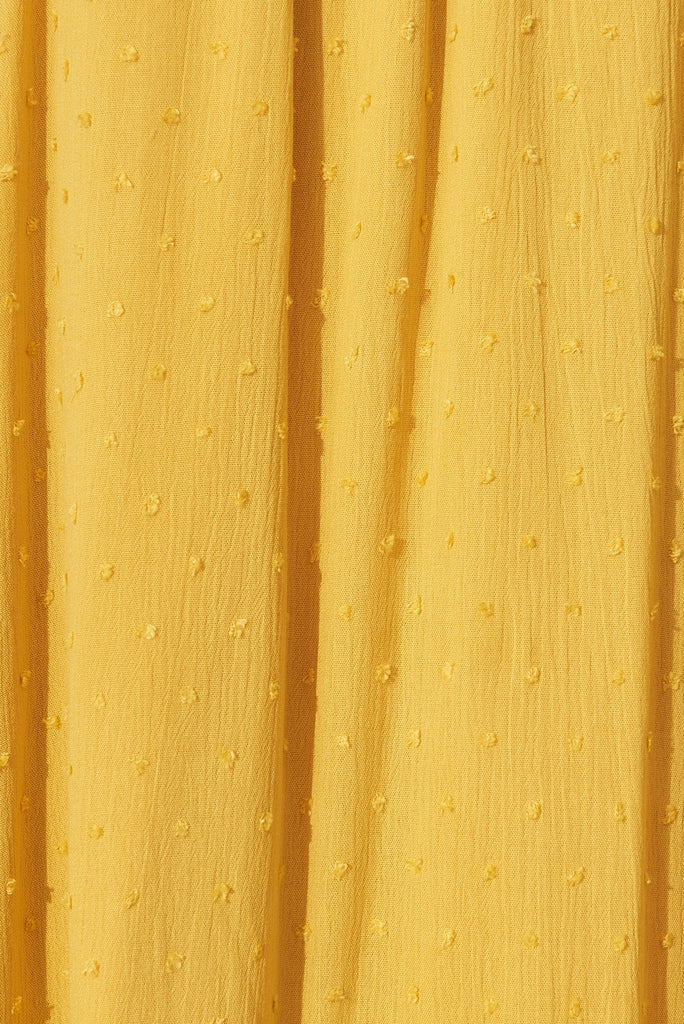 Lost Paradise Maxi Dress In Mustard Swiss Dot - fabric