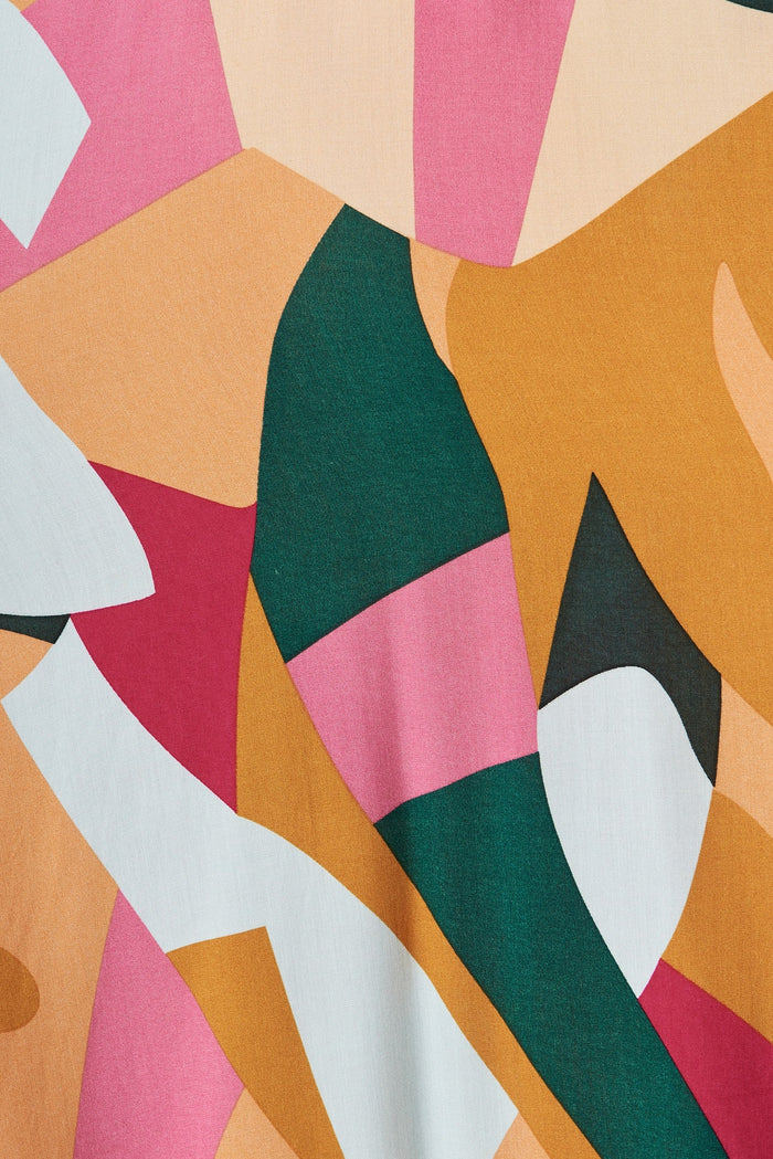 Saylor Midi Wrap Dress In Orange Multi Print - fabric