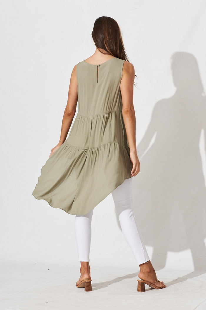 Beccy High Low Top In Khaki - back
