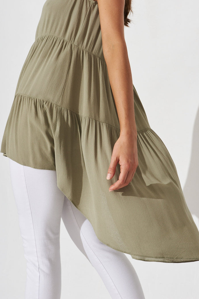 Beccy High Low Top In Khaki - detail