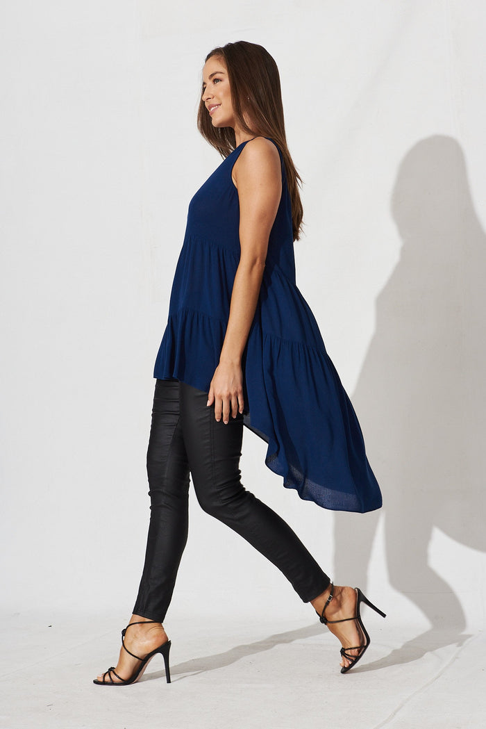 Beccy High Low Top In Navy - St Frock (Dev)