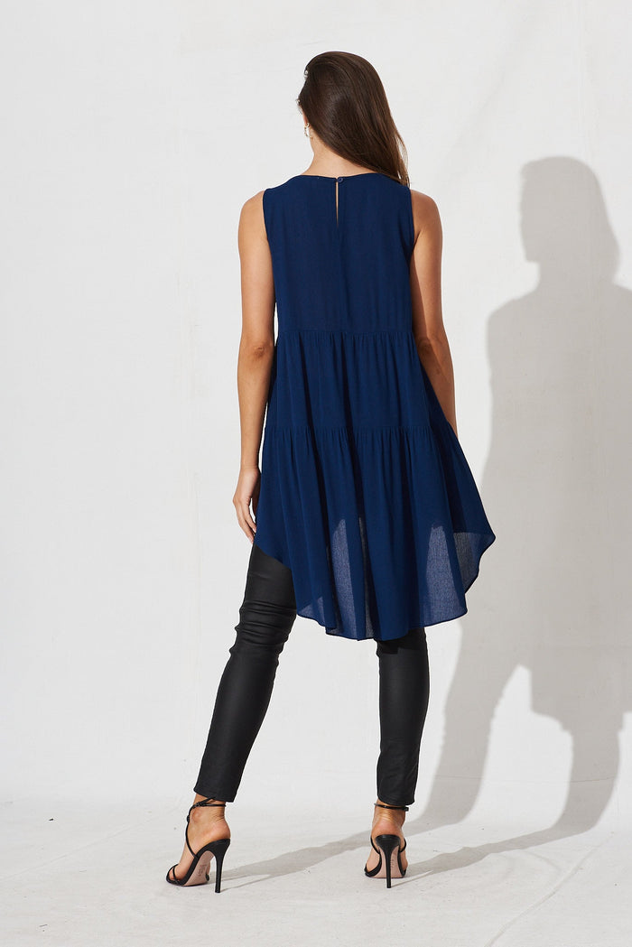 Beccy High Low Top In Navy - St Frock (Dev)
