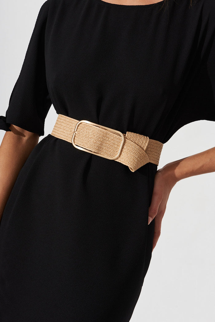 August + Delilah Tahnia Stretch Belt In Light Brown - front