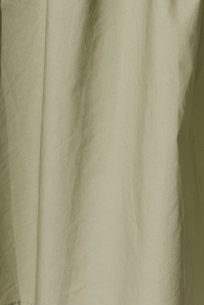 Cornella Midi Shirt Dress In Khaki Cotton - fabric