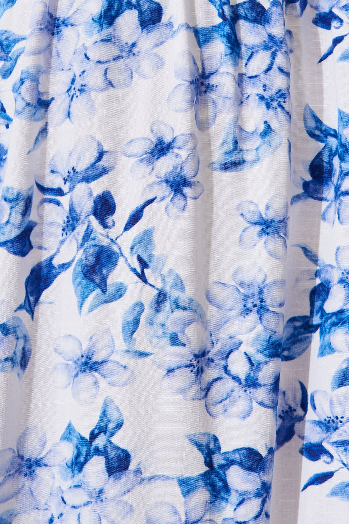 Leily Dress In White With Blue Floral - fabric