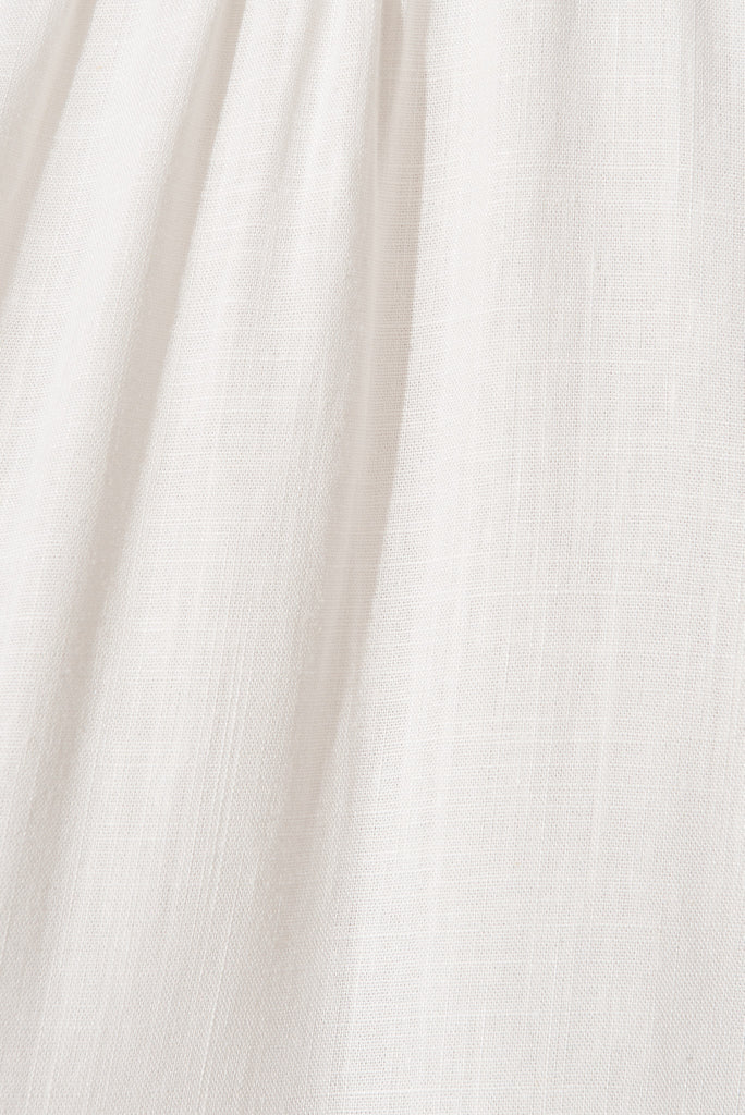 Marvela Midi Shirt Dress In White Linen Blend - fabric