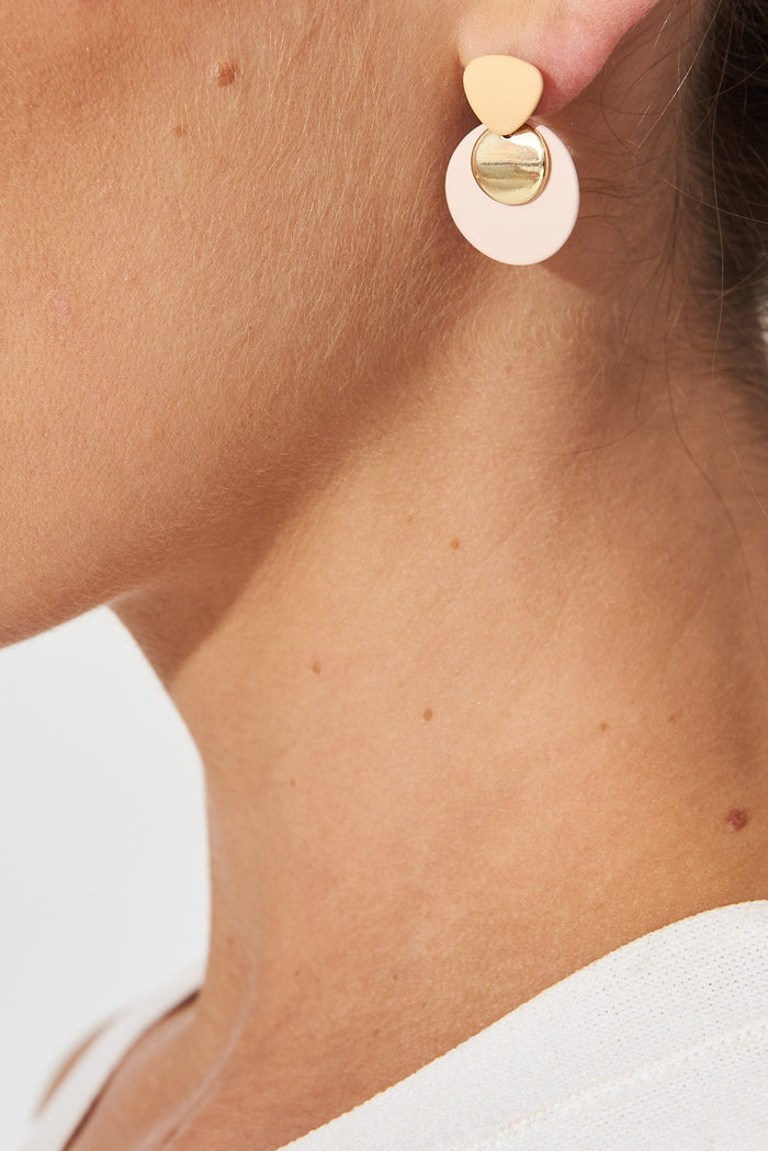 August + Delilah Adela Drop Earrings In Blush With Gold - side close up