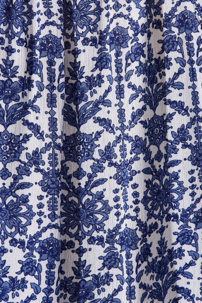 Ohana Top In White With Blue Floral - fabric