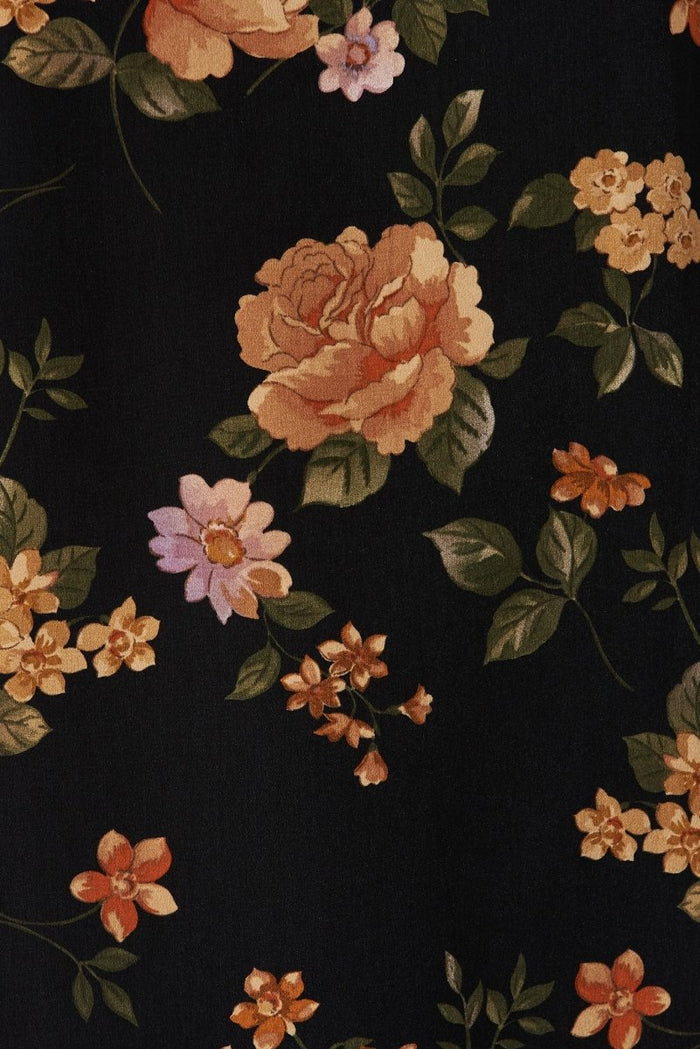 Cityscape Top In Black With Apricot Floral - St Frock (Dev)