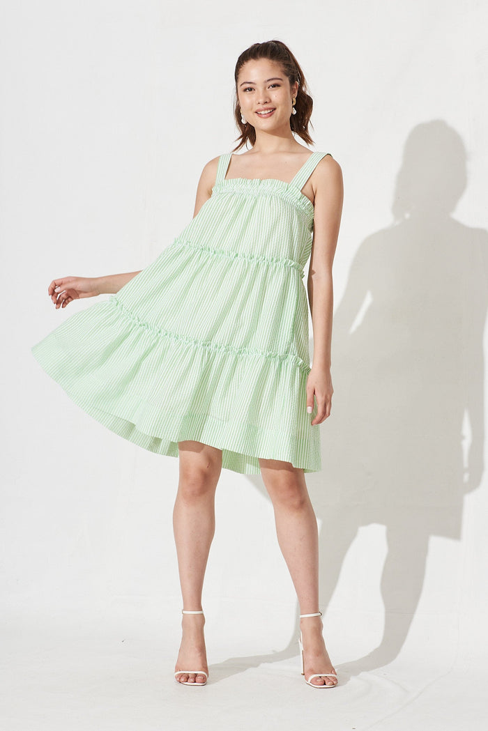 Acerra Dress In Green Stripe - full length