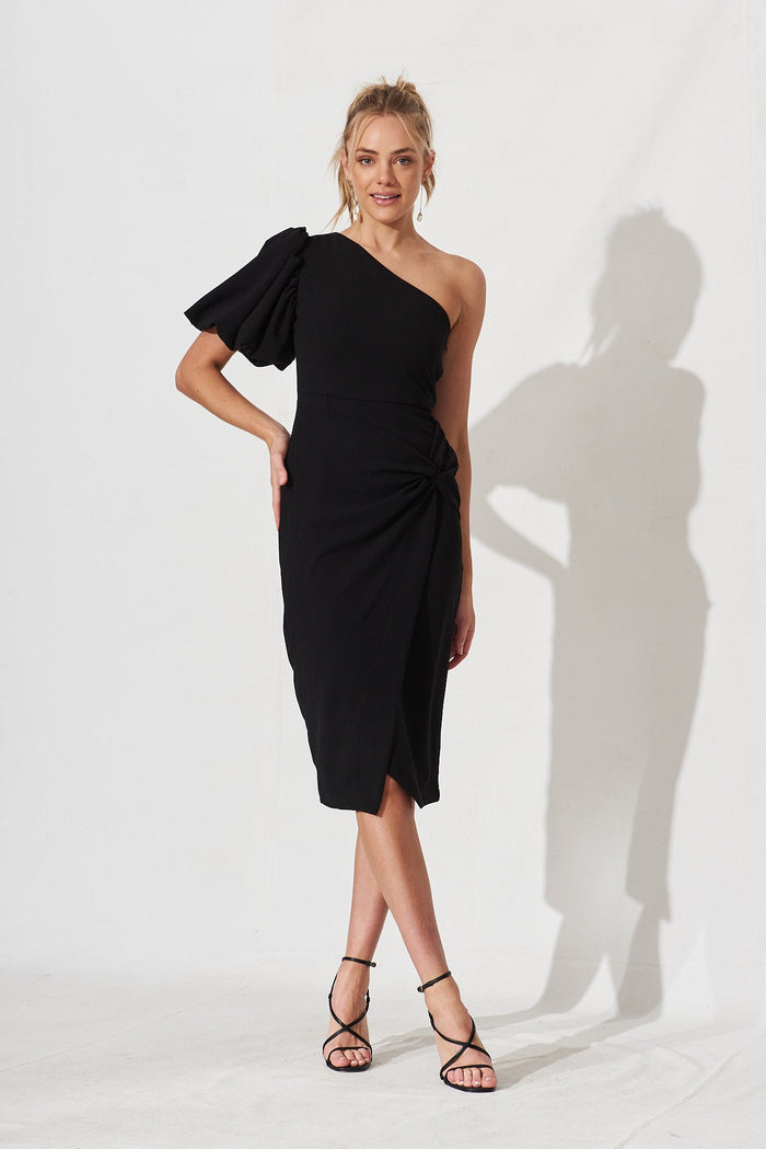 Amandy Midi Dress In Black - full length