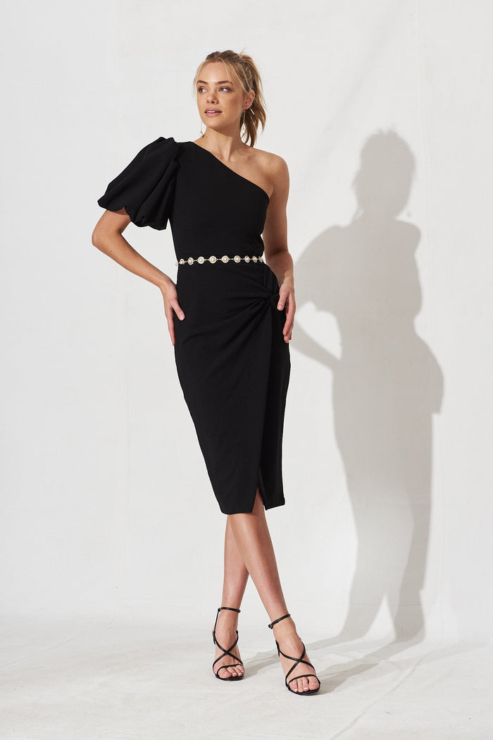 Amandy Midi Dress In Black - full length