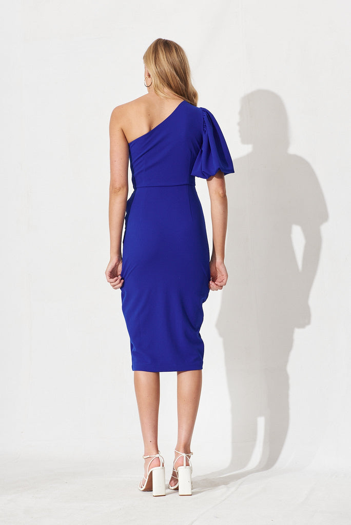 Amandy Midi Dress In Cobalt Blue - back