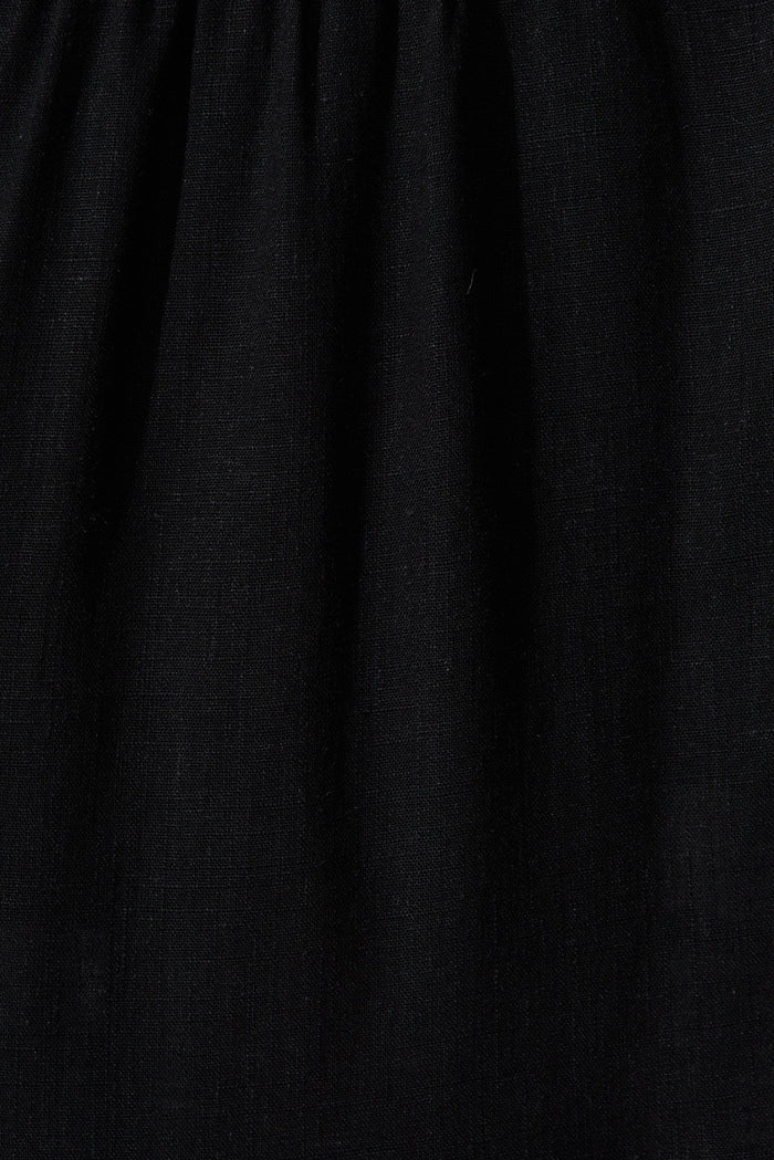 Marvela Midi Shirt Dress In Black Linen Blend - fabric