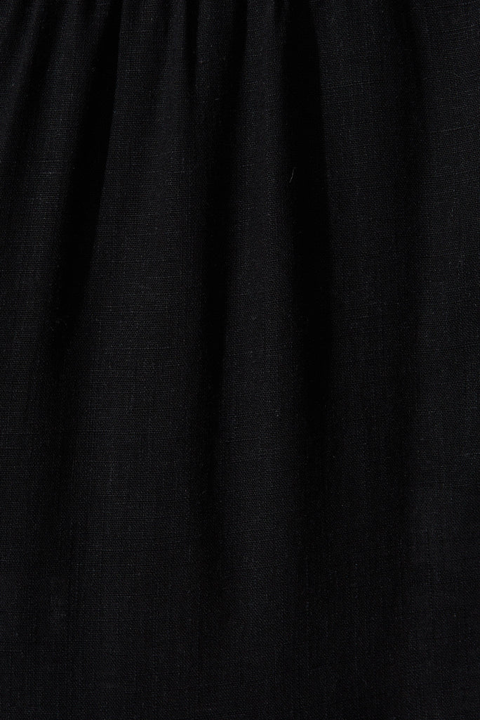 Marvela Midi Shirt Dress In Black Linen Blend - fabric
