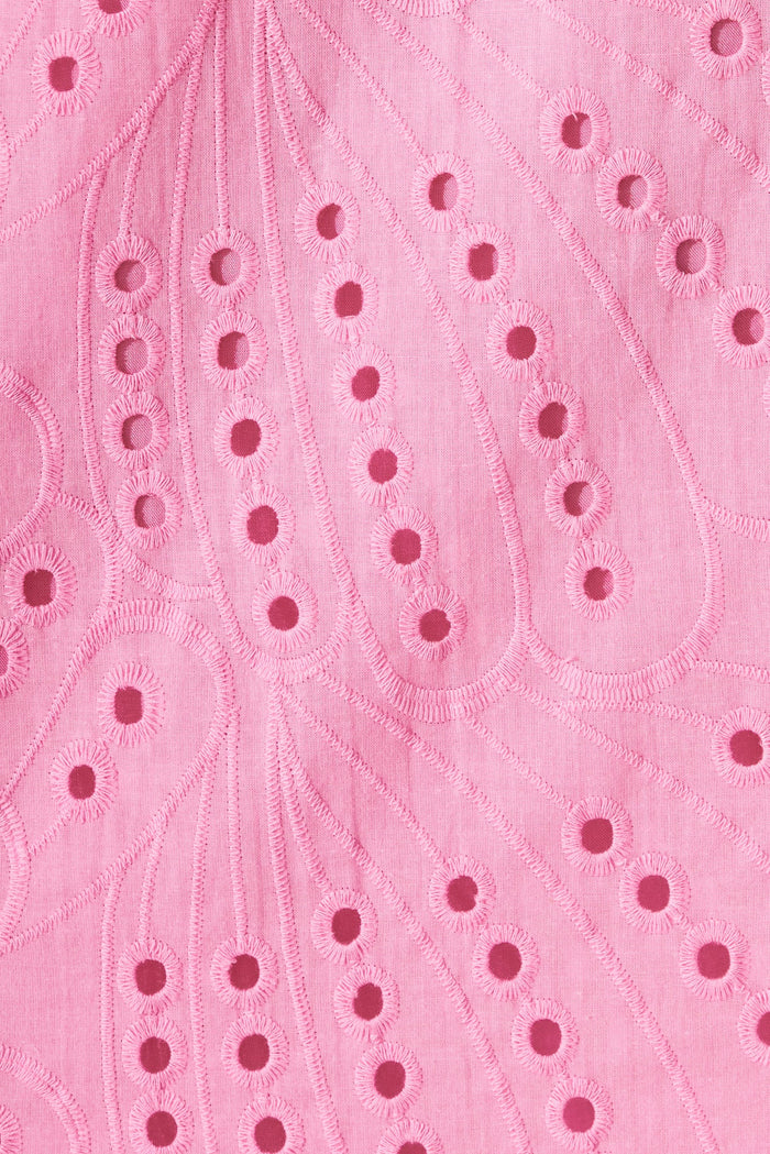 Shina Shift Dress In Candy Pink Broderie Cotton - fabric