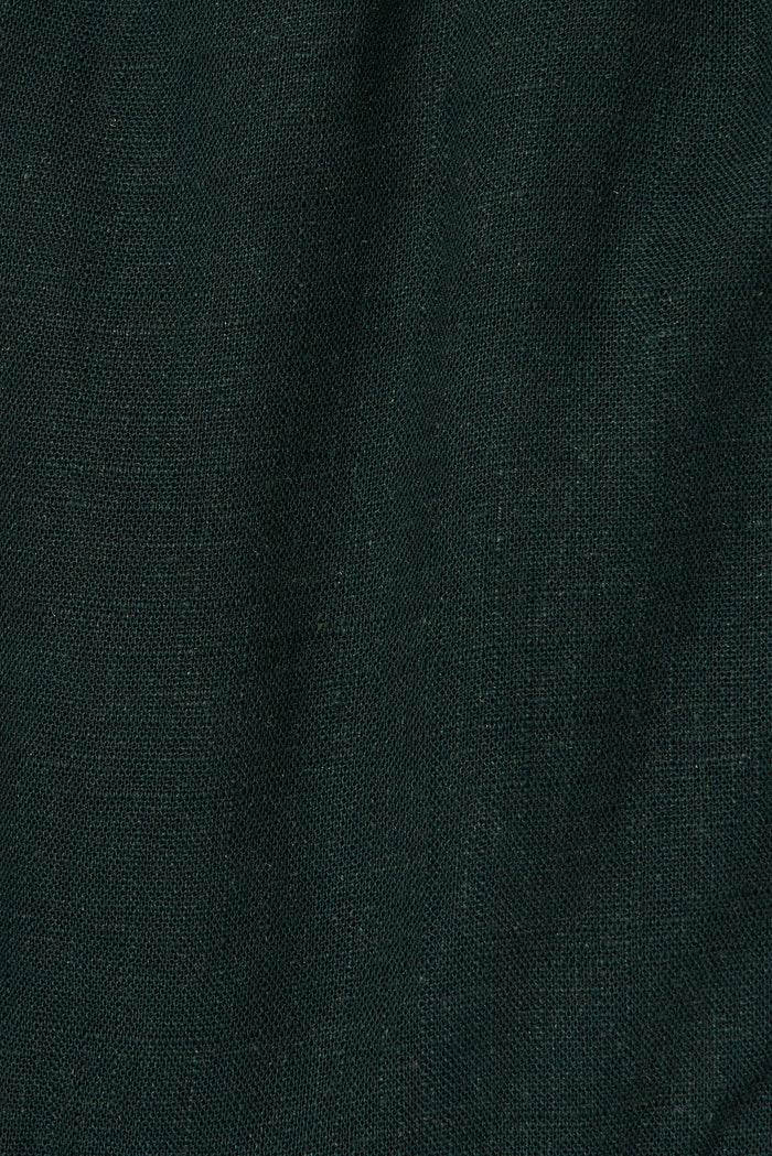Pearsona Shirt Dress In Emerald Linen Blend - fabric