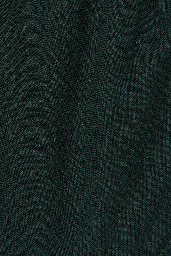 Pearsona Shirt Dress In Emerald Linen Blend - fabric