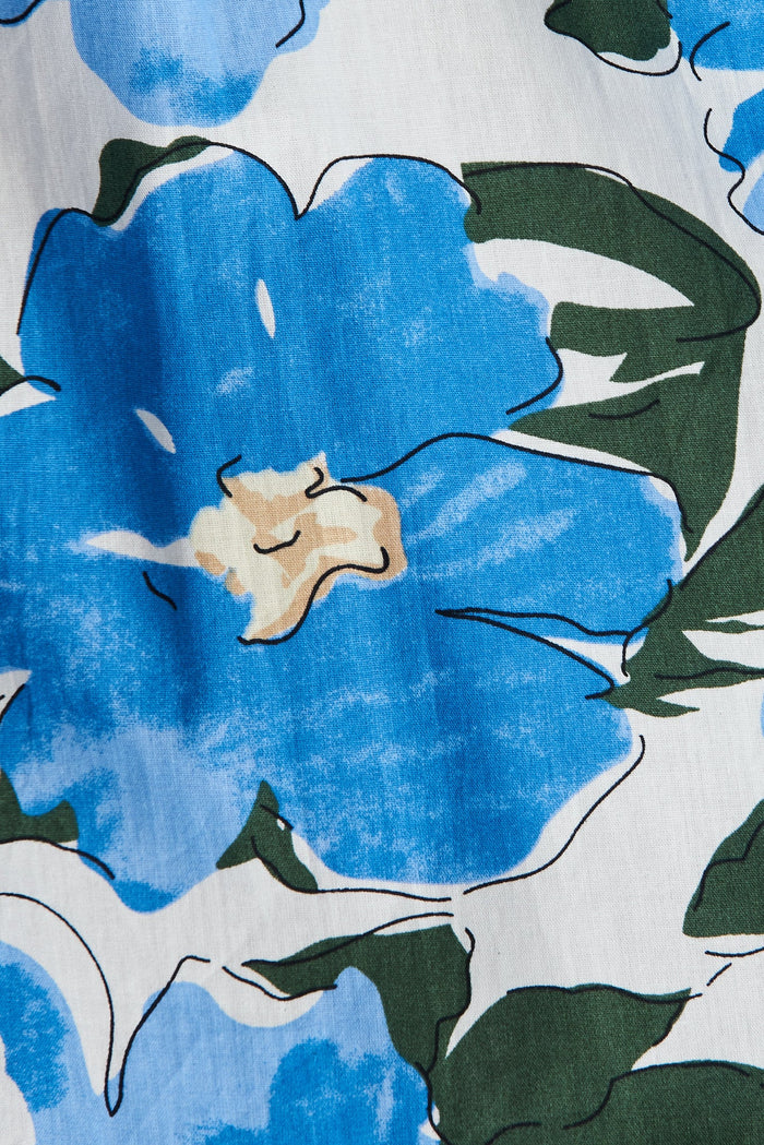 Penny Smock Dress In White With Blue Floral - fabric