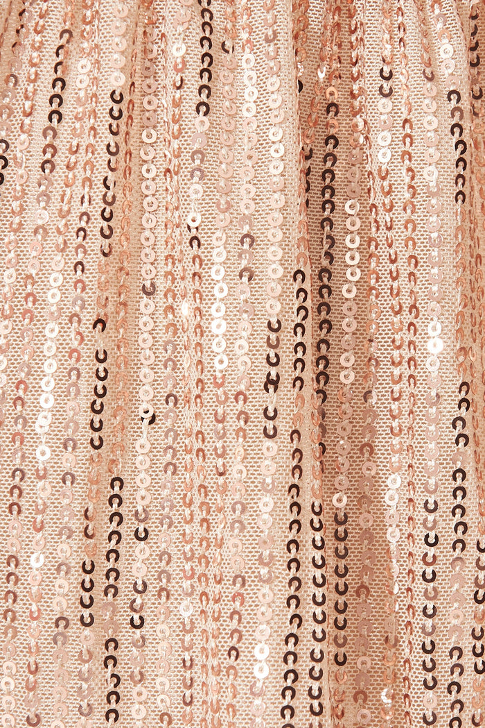 Shine Bright Sequin Shirt Dress In Rose Gold - fabric